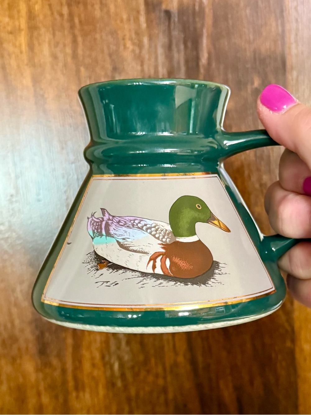 Vintage 1980’s Mallard Duck Triangular Ceramic Mug